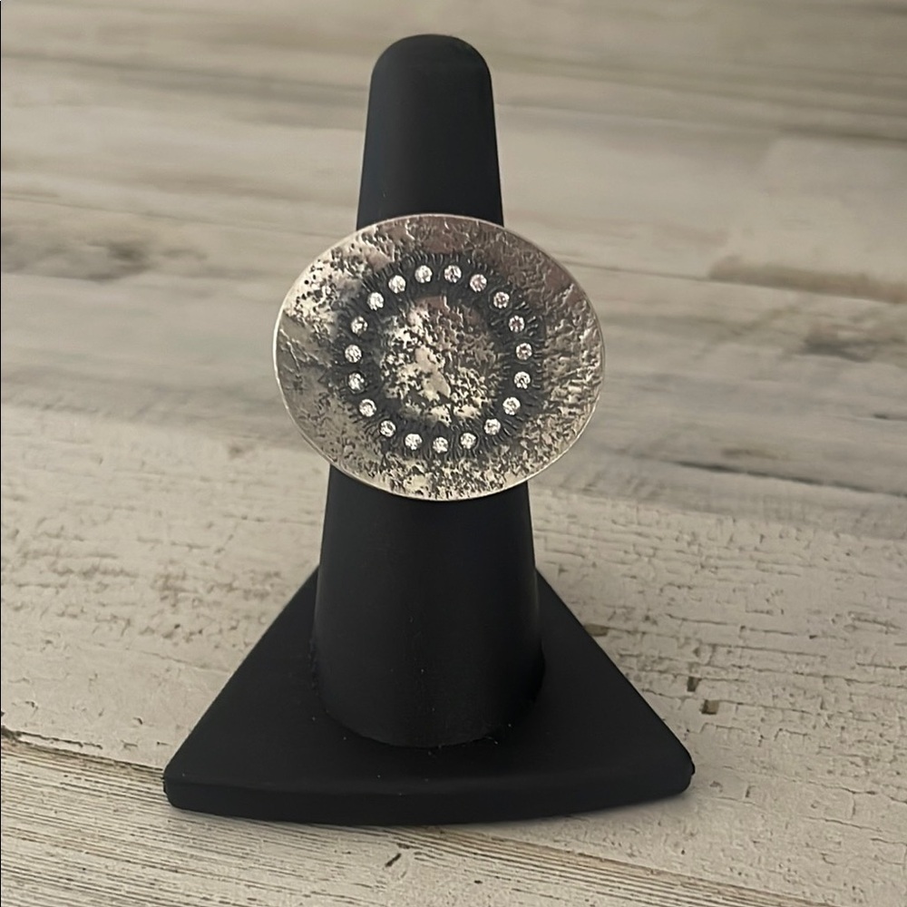 Silpada Sterling Silver Disc Statement Ring.